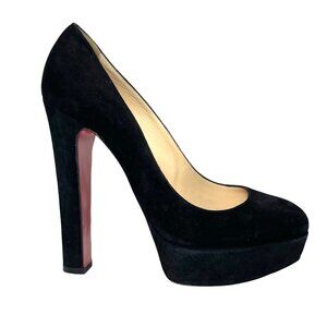 CHRISTIAN LOUBOUTIN Bibi 140 Black Suede Platform Stiletto Pumps Heels 36.5 6.5